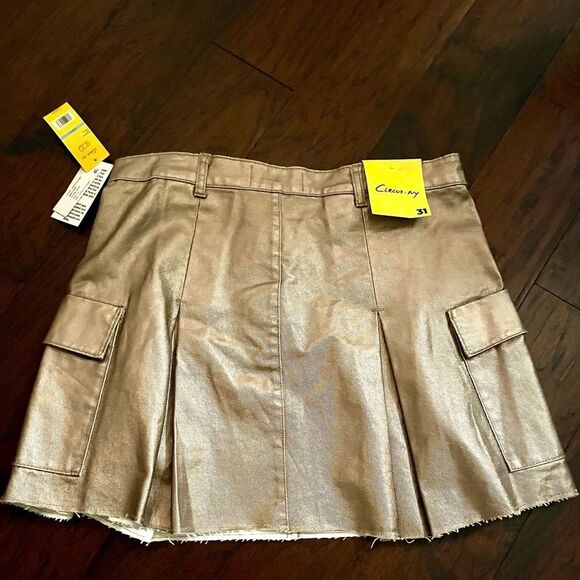 Circus by Sam Edelman Gold Cargo Packets Mini Skirt w Cut Hem Size 31 NWT - Picture 4 of 10